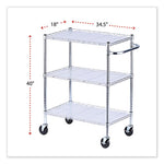 Three-Shelf Wire Cart with Liners, Metal, 3 Shelves, 600 lb Capacity, 34.5" x 18" x 40", Silver