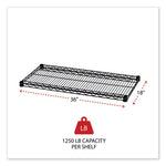 Industrial Wire Shelving Extra Wire Shelves, 36w x 18d, Black, 2 Shelves/Carton