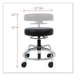 Alera HL Series Height-Adjustle Utility Stool, Backless, Supports Up to 300 lb, 24" Seat Height, Black Seat, Chrome Base