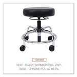 Alera HL Series Height-Adjustable Utility Stool, Backless, Supports Up to 300 lb, 24" Seat Height, Black Seat, Chrome Base