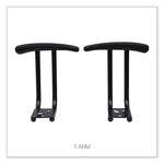 Optional Fixed Height T-Arms for Alera Essentia and Interval Series Chairs, Black, 2/Set