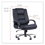 Alera Ravino Big/Tall High-Back Bonded Leather Chair, Headrest, Supports 450 lb, 20.07" to 23.74" Seat, Black, Chrome Base