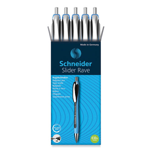 Slider Rave XB Ballpoint Pen, Retractable, Extra-Bold 1.4 mm, Black Ink, Black/Light Blue Barrel