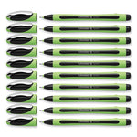 Xpress Fineliner Porous Point Pen, Stick, Medium 0.8 mm, Black Ink, Black/Green Barrel, 10/Box