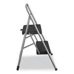 2-Step Folding Steel Step Stool, 200 lb Capacity, 28.13" Working Height, Cool Gray