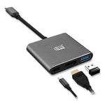 3-in-1 USB-C Multi-Port TAA Compliant Docking Station, HDMI, USB-C, USB 3 A+PD, Black/Gray