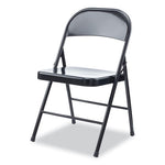 Armless Steel Folding Chair, Supports Up to 275 lb, Black Seat, Black Back, Black Base, 4/Carton