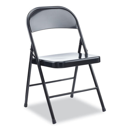 Armless Steel Folding Chair, Supports Up to 275 lb, Black Seat, Black Back, Black Base, 4/Carton