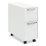 Fuse Mobile Slim Pedestal File, Left/Right, 2-Drawers: Box/File, Letter, Designer White, 10x23.25x21