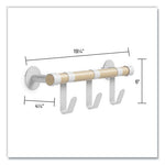 Resi Coat Wall Rack, 3 Hook, 19.75w x 4.25d x 6h, White