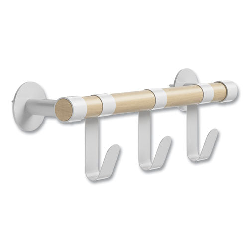 Resi Coat Wall Rack, 3 Hook, 19.75w x 4.25d x 6h, White