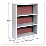 ValueMate Economy Bookcase, Three-Shelf, 31.75w x 13.5d x 41h, Gray, Ships in 1-3 Business Days