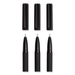 Catalina Soft Touch Porous Point Pen, Stick, Fine 0.7 mm, Black Ink, Black Barrel, Dozen