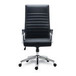 Alera Eddleston Leather Manager Chair, Supports Up to 275 lb, Black Seat/Back, Chrome Base