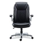 Alera Leithen Bonded Leather Midback Chair, Supports Up to 275 lb, Black Seat/Back, Silver Base