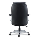 Alera Leithen Bonded Leather Midback Chair, Supports Up to 275 lb, Black Seat/Back, Silver Base