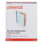 Four-Section Pressboard Classification Folders, 1.75" Expansion, 1 Divider, 4 Fasteners, Letter Size, Light Blue, 20/Box