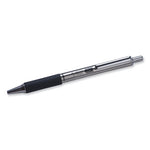 F-402 Ballpoint Pen, Retractable, Fine 0.7 mm, Black Ink, Stainless Steel/Black Barrel