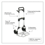 Stow-Away Heavy-Duty Hand Truck, 500 lb Capacity, 23 x 24 x 50, Aluminum