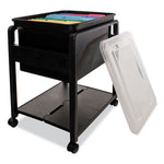 Folding Mobile File Cart, Plastic, 1 Shelf, 1 Bin, 14.5" x 18.5" x 21.75", Black