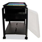 Folding Mobile File Cart, Plastic, 1 Shelf, 1 Bin, 14.5" x 18.5" x 21.75", Black