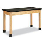 Classroom Science Table, 48w x 21d x 30h, Black ChemGuard High Pressure Laminate (HPL) Top, Oak Base