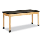 Classroom Science Table, 72w x 30d x 30h, Black ChemGuard High Pressure Laminate (HPL) Top, Oak Base