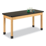 Classroom Science Table, 60w x 24d x 30h, Black High Pressure Laminate (HPL) Top, Clear Northwoods Oak Base