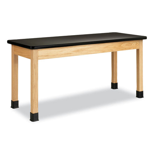 Classroom Science Table, 60w x 24d x 30h, Black High Pressure Laminate (HPL) Top, Clear Northwoods Oak Base