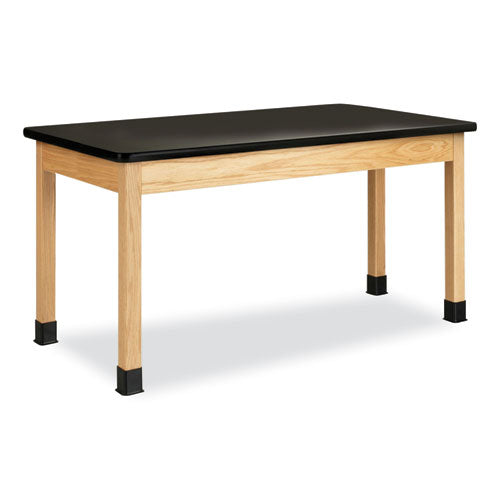 Classroom Science Table, 60w x 30d x 30h, Black High Pressure Laminate (HPL) Top, Oak Base