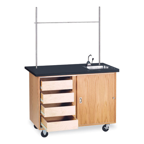 Mobile Demonstration Table, Rectangular, 48w x 28d x 36h, Black