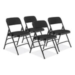 2300 Series Fabric Upholstered Triple Brace Premium Folding Chair, Supports Up to 500 lb, Midnight Black, 4/Carton