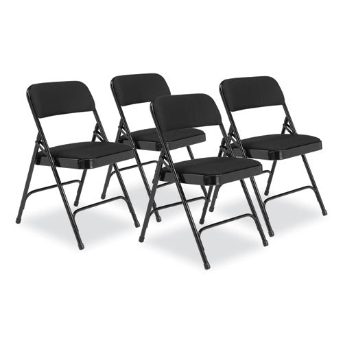 2200 Series Fabric Dual-Hinge Folding Chair, Supports 500 lb, Midnight Black Seat/Back, Black Base, 4/Carton