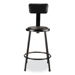 6400 Series Heavy Duty Vinyl Padded Stool with Backrest, Supports 300 lb, 24" Seat Height, Black Seat, Black Back, Black Base