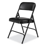 1200 Series Premium Vinyl Dual-Hinge Folding Chair, Supports Up to 500 lb, 17.75" Seat Height, Caviar Black, 4/Carton