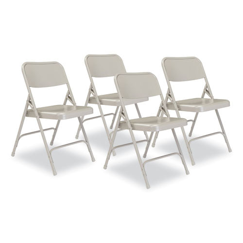 200 Series Premium All-Steel Double Hinge Folding Chair, Supports Up to 500 lb, 17.25" Seat Height, Gray, 4/Carton