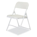800 Series Plastic Folding Chair, Supports Up to 500 lb, 18" Seat Height, Bright White Seat, White Base, 4/Carton