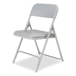 800 Series Premium Plastic Folding Chair, Supports Up to 500 lb, 18" Seat Height, Gray Seat, Gray Back, Gray Base, 4/Carton
