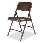 200 Series Premium All-Steel Double Hinge Folding Chair, Supports Up to 500 lb, 17.25" Seat Height, Brown, 4/Carton