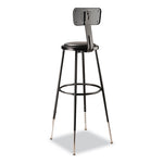 6400 Series Height Adjustable Heavy Duty Vinyl Padded Stool with Backrest, Supports 300 lb, 32" to 39" Seat Height, Black