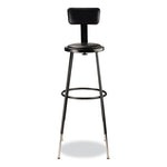 6400 Series Height Adjustable Heavy Duty Vinyl Padded Stool with Backrest, Supports 300 lb, 32" to 39" Seat Height, Black