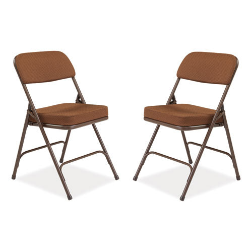 3200 Series Premium Fabric Dual-Hinge Folding Chair, Supports Up to 300 lb, Gold Seat, Gold Back, Brown Base, 2/Carton
