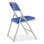 800 Series Premium Plastic Folding Chair, Supports Up to 500 lb, 18" Seat Height, Blue Seat, Blue Back, Gray Base, 4/Carton