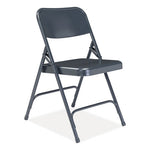 200 Series Premium All-Steel Double Hinge Folding Chair, Supports Up to 500 lb, 17.25" Seat Height, Blue, 4/Carton