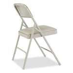 1200 Series Premium Vinyl Dual-Hinge Folding Chair, Supports Up to 500lb, 17.75" Seat Height, Warm Gray, 4/Carton