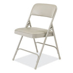1200 Series Premium Vinyl Dual-Hinge Folding Chair, Supports Up to 500lb, 17.75" Seat Height, Warm Gray, 4/Carton