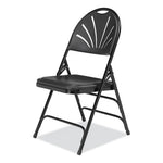 1100 Series Fan-Back Tri-Brace Dual Hinge Folding Chair, Supports Up to 500 lb, 17.75" Seat Height, Black, 4/Carton