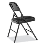 1200 Series Premium Vinyl Dual-Hinge Folding Chair, Supports Up to 500 lb, 17.75" Seat Height, Caviar Black, 4/Carton