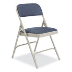 2200 Series Fabric Dual-Hinge Premium Folding Chair, Supports Up to 500 lb, Blue Seat, Blue Back, Gray Base, 4/Carton