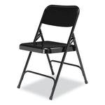 200 Series Premium All-Steel Double Hinge Folding Chair, Supports Up to 500 lb, 17.25" Seat Height, Black, 4/Carton